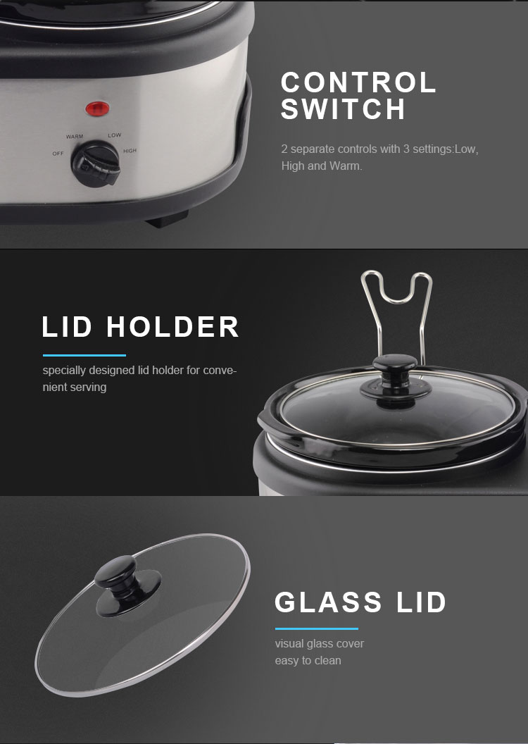 03 TONZE 1.5L Dual-Pot Stainless Steel Black Clay Stewpot Knob Heating for Hotel Use