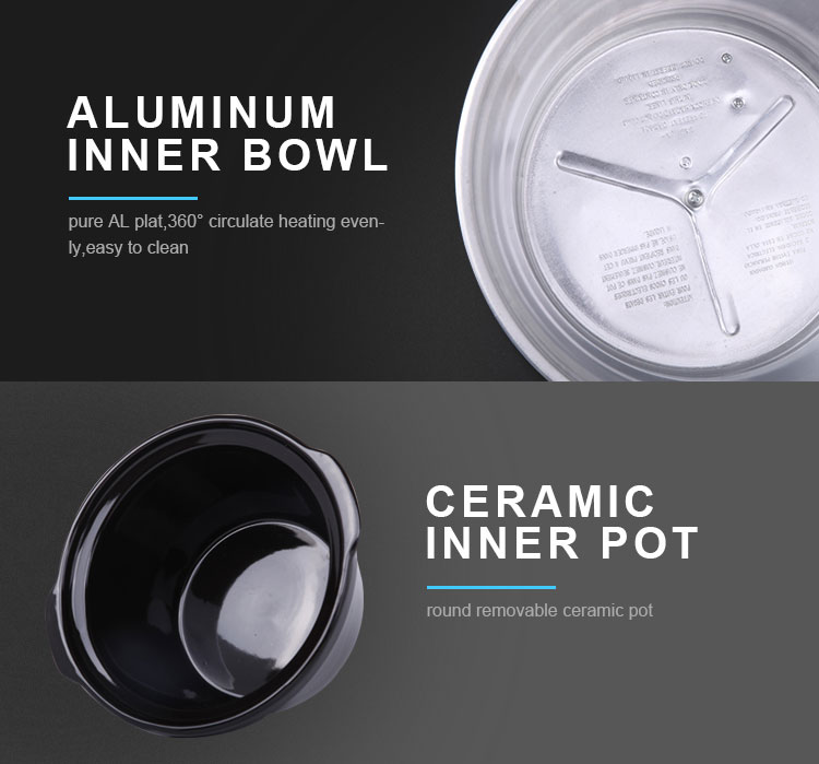 04 TONZE 1.5L Dual-Pot Stainless Steel Black Clay Stewpot Knob Heating for Hotel Use