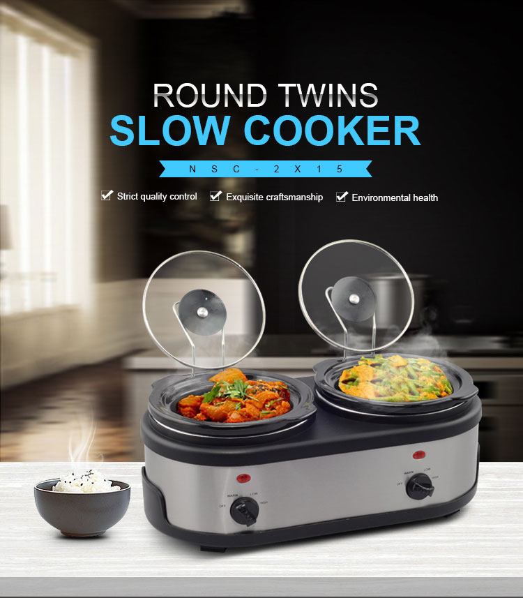 TONZE 1.5L Dual-Pot Stainless Steel Black Clay Stewpot Knob Heating for Hotel Use 01