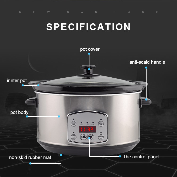 TONZE 3.5L Stainless Steel Black Clay Stewpot Digital Panel Heating & OEM Customization 02