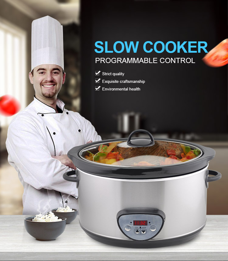 TONZE 4.5L Oval Stainless Steel Black Clay Stewpot Digital Panel Heating - OEM Customization 01