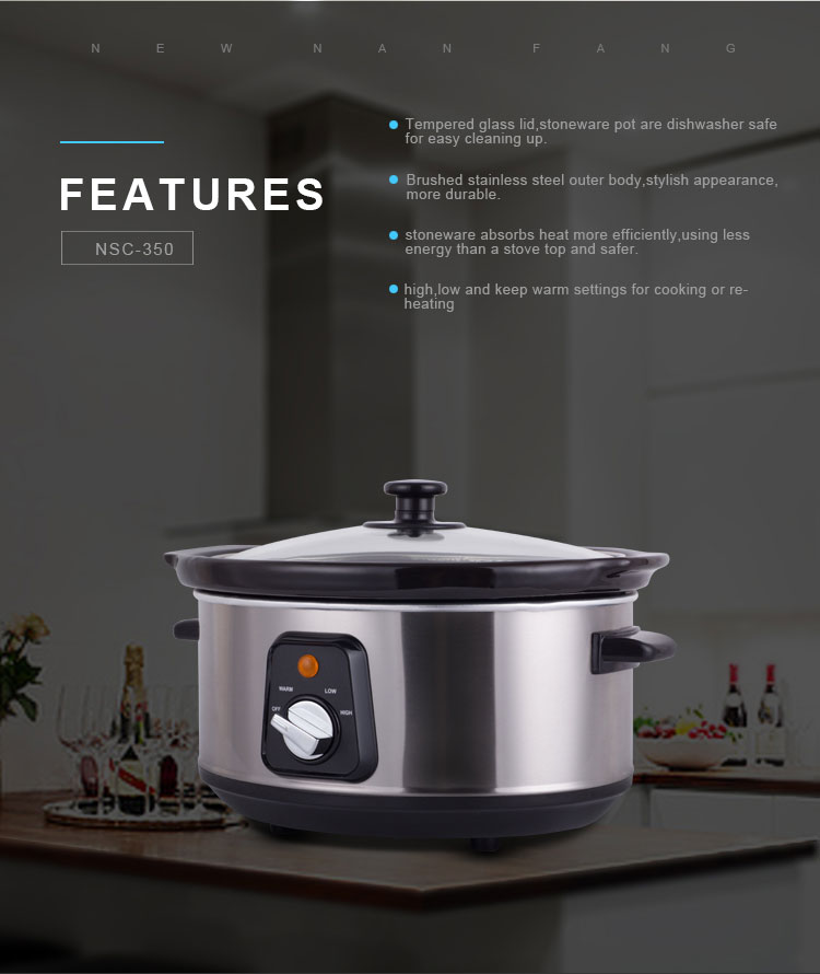 TONZE 6.5L Oval  Knob Heating & OEM Stainless Steel Black Clay Stewpot 01