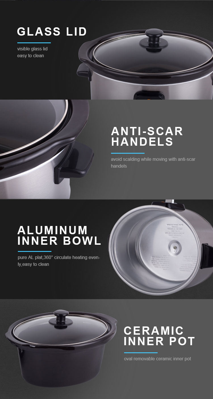 TONZE 6.5L Oval  Knob Heating & OEM Stainless Steel Black Clay Stewpot 03